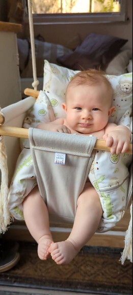 Balanço Bebe Infantil em Tecido/madeiracom Almofadas Extras