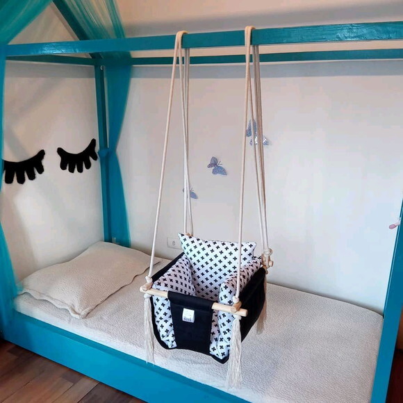Balanço Infantil em Tecido/madeira Almofadas Extras
