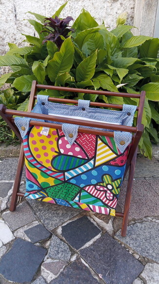 Bolsa Tricô e Crochê ou Revisteiro em Madeira e Tecido