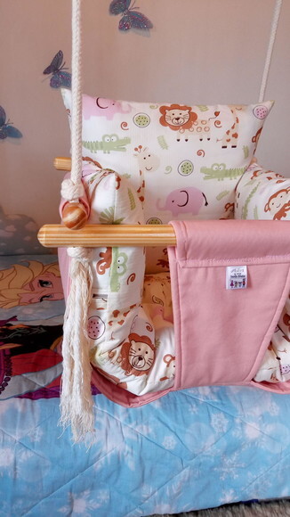 Kit Balanços Infantil em Tecido/madeiracom Almofadas Extras