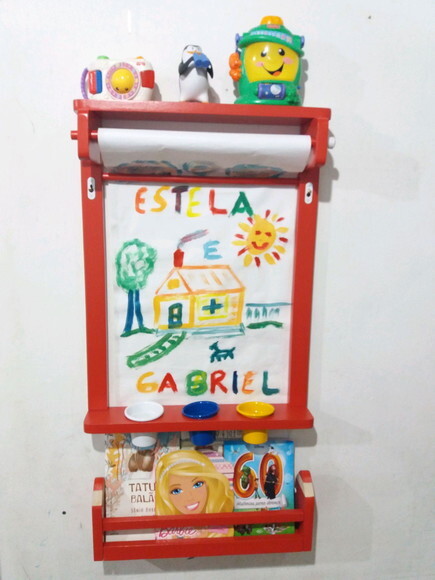 Quadro Lousa Fundo Pvc + 2 Porta Livros