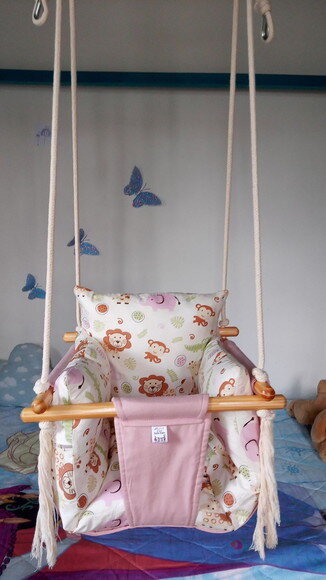 Balanço Bebe Infantil em Tecido/madeiracom Almofadas Extras