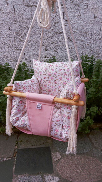 Balanço Bebe Infantil em Tecido/madeiracom Almofadas Extras