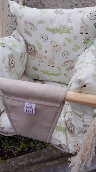 Balanço Bebe Infantil em Tecido/madeiracom Almofadas Extras