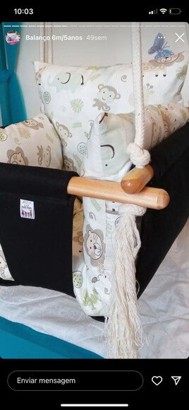 Balanço Bebe Infantil em Tecido/madeiracom Almofadas Extras
