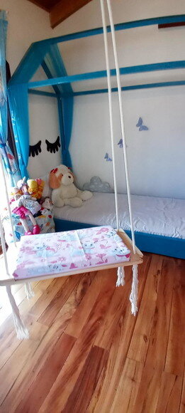 Kit Balanços Infantil em Tecido/madeiracom Almofadas Extras