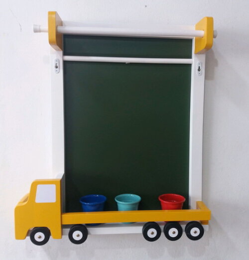 Kit Caminhão Lousa Verde C/ Suporte Papel Para Desenhar