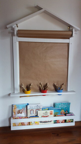 KIT CASINHA C/ LOUSA VERDE E SUPORTE PAPEL PARA DESENHAR