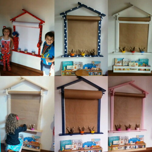 KIT CASINHA C/ LOUSA VERDE E SUPORTE PAPEL PARA DESENHAR