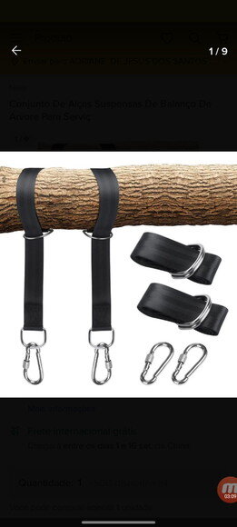 Kit Cintas com Argolas e Mosquetão para Balanço