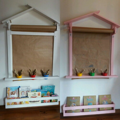 KIT CASINHA C/ LOUSA VERDE E SUPORTE PAPEL PARA DESENHAR