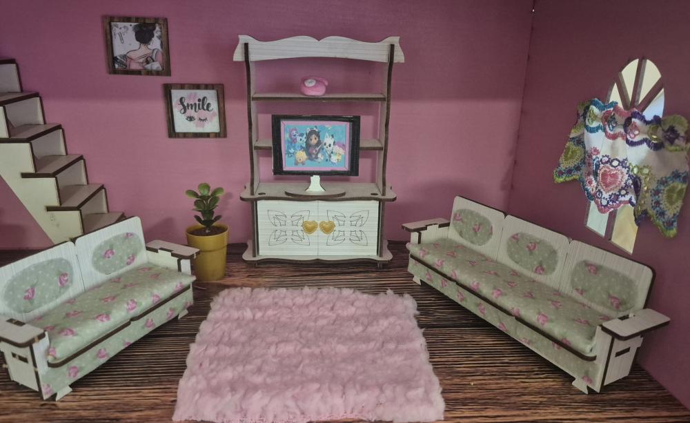 Casa casinha de bonecas com iluminação