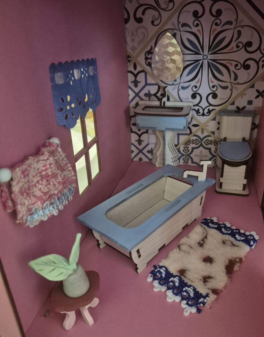 Casa casinha de bonecas com iluminação