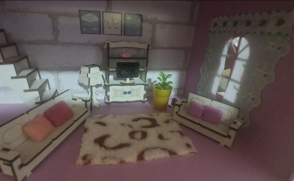 Casa casinha de bonecas personalizadas com iluminação e decora?