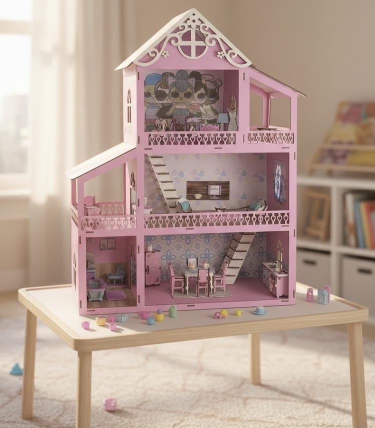 Casinha de boneca tema Lol com iluminação e decorações