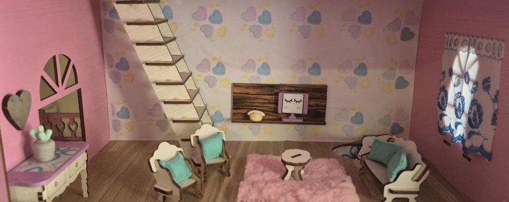Casinha de boneca tema Lol com iluminação e decorações