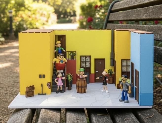 Brinquedo Vila do chaves com iluminação e 5 personagens