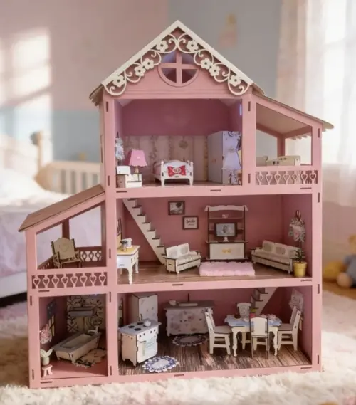 Casa casinha de bonecas com iluminação