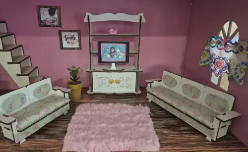 Casa casinha de bonecas com iluminação