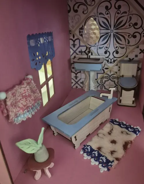 Casa casinha de bonecas com iluminação