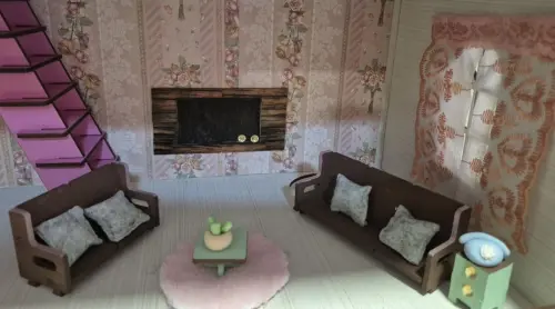 Casinha de boneca decorada com iluminação