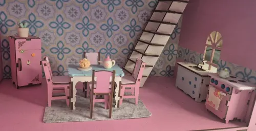 Casinha de boneca tema Lol com iluminação e decorações