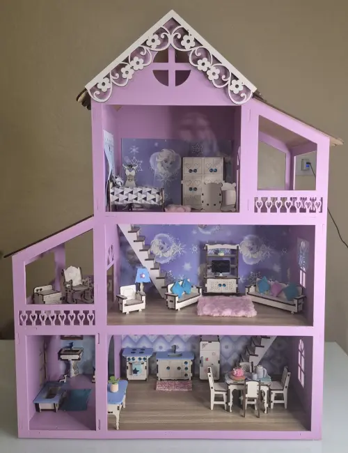 Casa casinha de boneca tema Frozen  com iluminação
