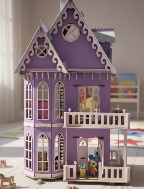 Castelinho casa casinha de boneca com iluminação e decorações