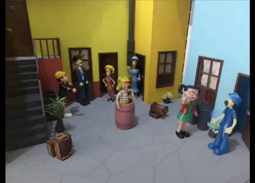 Brinquedo Vila do chaves com iluminação e 5 personagens