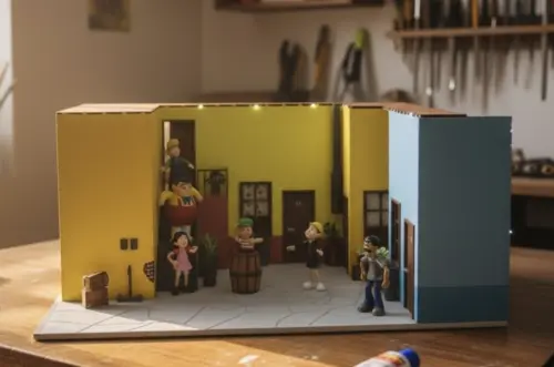 Brinquedo Vila do Chaves com iluminação e 9 personagens