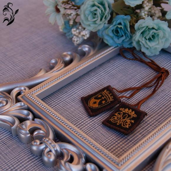 Kit 10 Escapulários Marrons Bordados - Frete Grátis