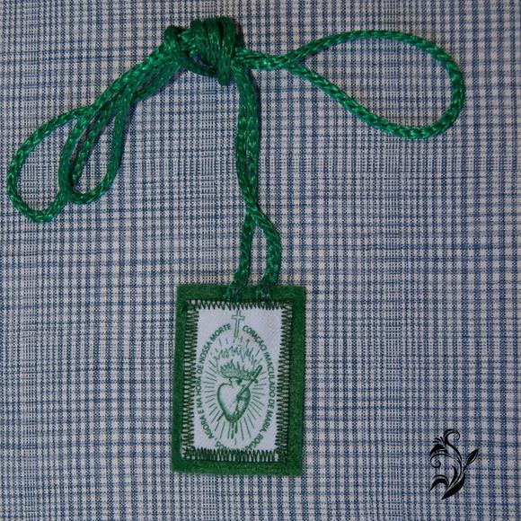 Kit 5 Escapulários Verdes de Tecido - Frete Grátis