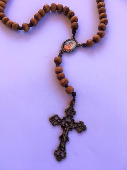 Terço de Madeira Imaculado Coração de Maria