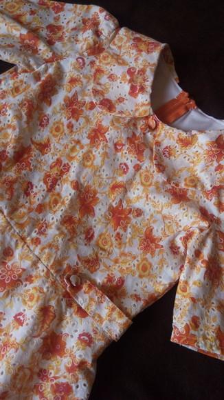 Vestido Godê Flor Laranja