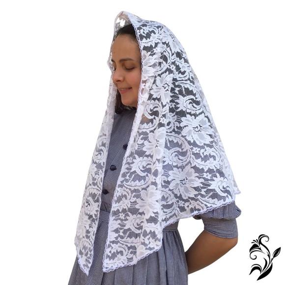 Véu de Renda Branco para Missa - Tamanho G