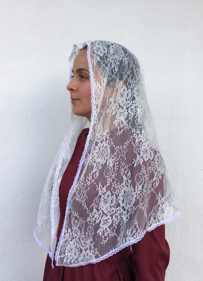 Véu de Renda Branco para Missa - Tamanho G