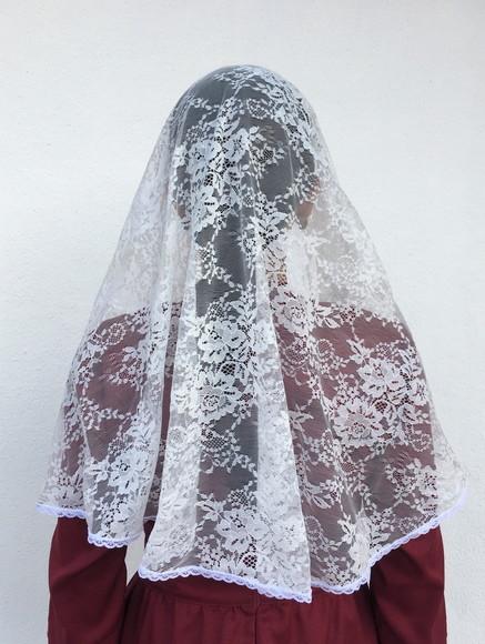 Véu de Renda Branco para Missa - Tamanho G