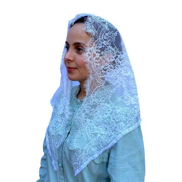 Véu de Renda Branco para Missa - Tamanho m