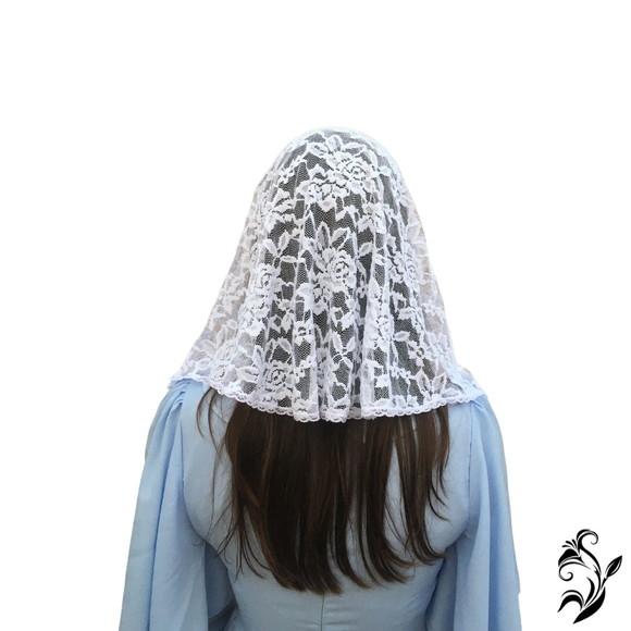 Véu de Renda Branco para Missa - Tamanho P