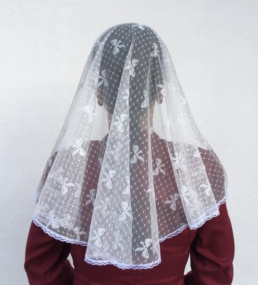 Véu de Renda Infantil Branco para Missa - Tamanho m