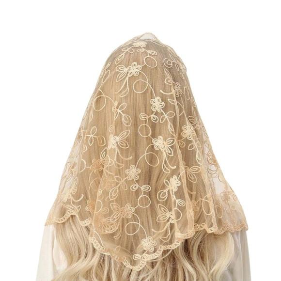 Véu de Renda Mantilha Bege