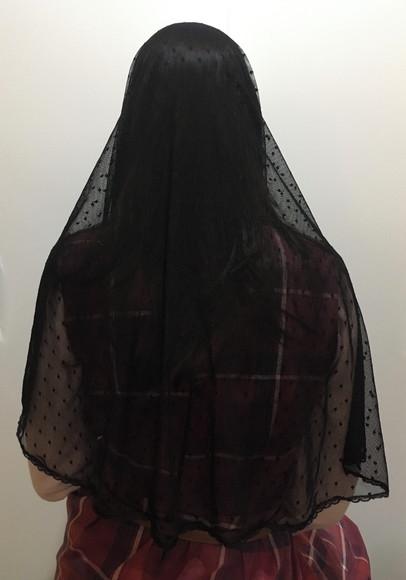 Véu de renda preto para missa - Tamanho G