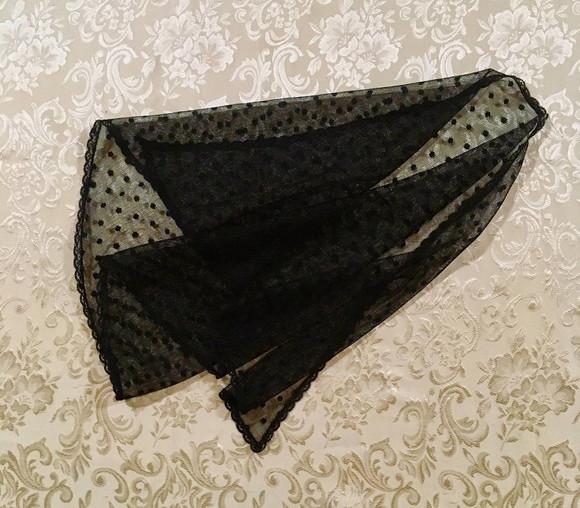 Véu de renda preto para missa - Tamanho M