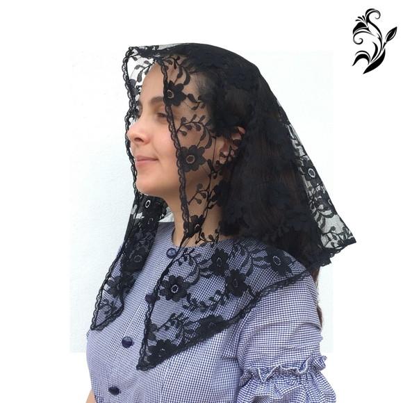 Véu De Renda Preto Para Missa - Tamanho P