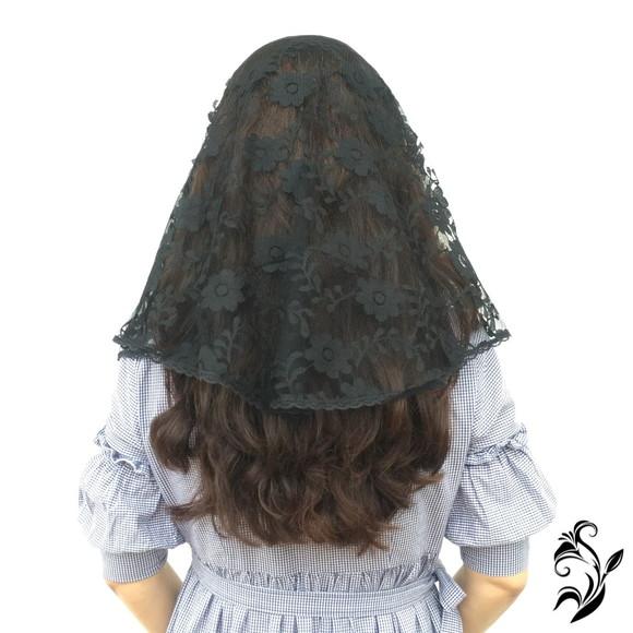 Véu De Renda Preto Para Missa - Tamanho P