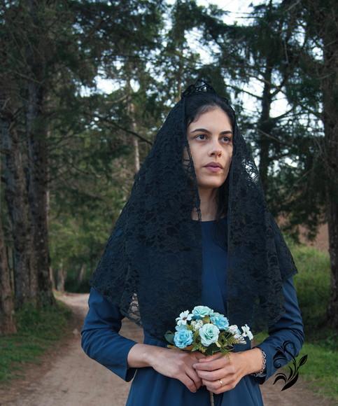 Véu de Renda Preto para Missa G