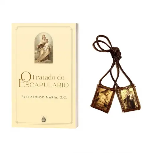 Escapulário Marrom + Livro o Tratado do Escapulário