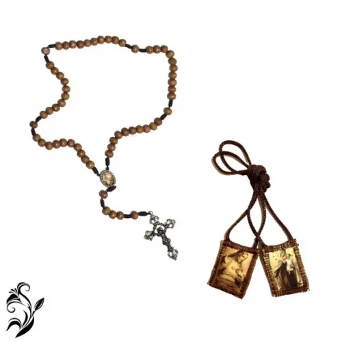 Kit Escapulário + Terço de Nossa Senhora do Carmo