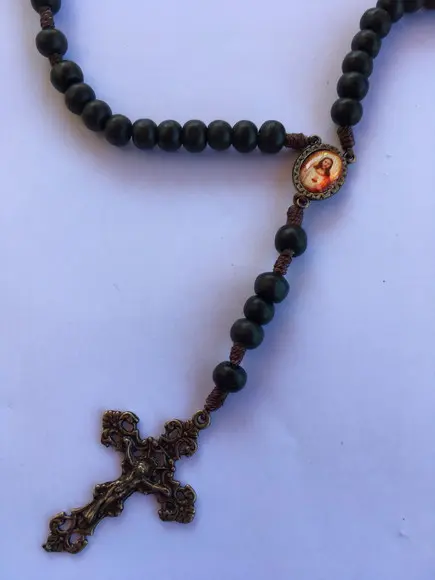 Terço de Madeira Sagrado Coração de Jesus