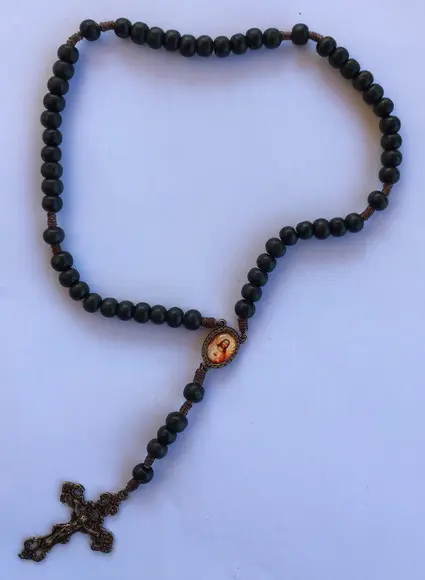 Terço de Madeira Sagrado Coração de Jesus
